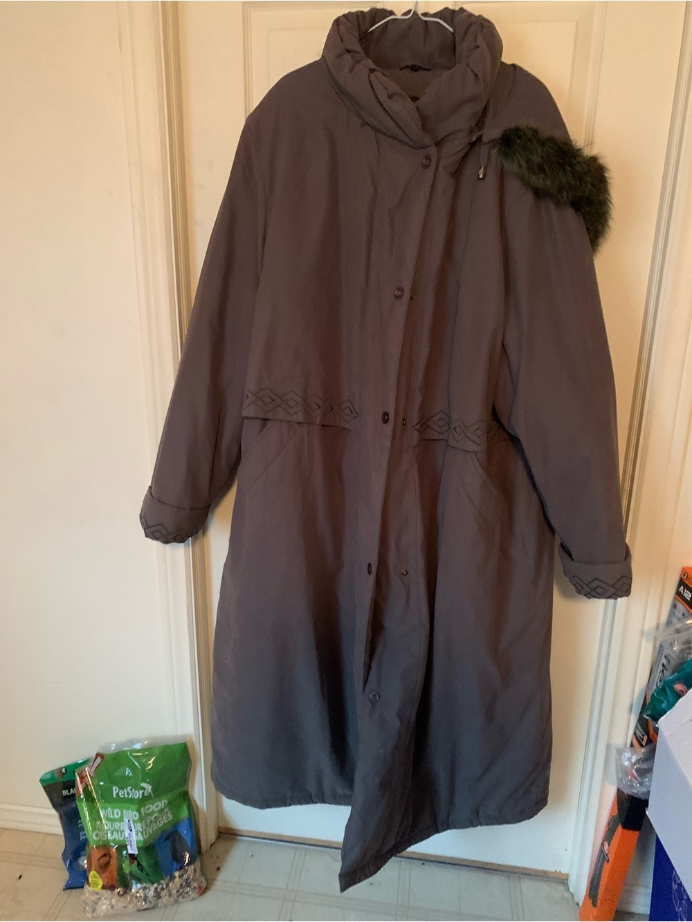 Utex Olive Green Puffer Coat with Faux Fur Accent - Picture 6 of 10